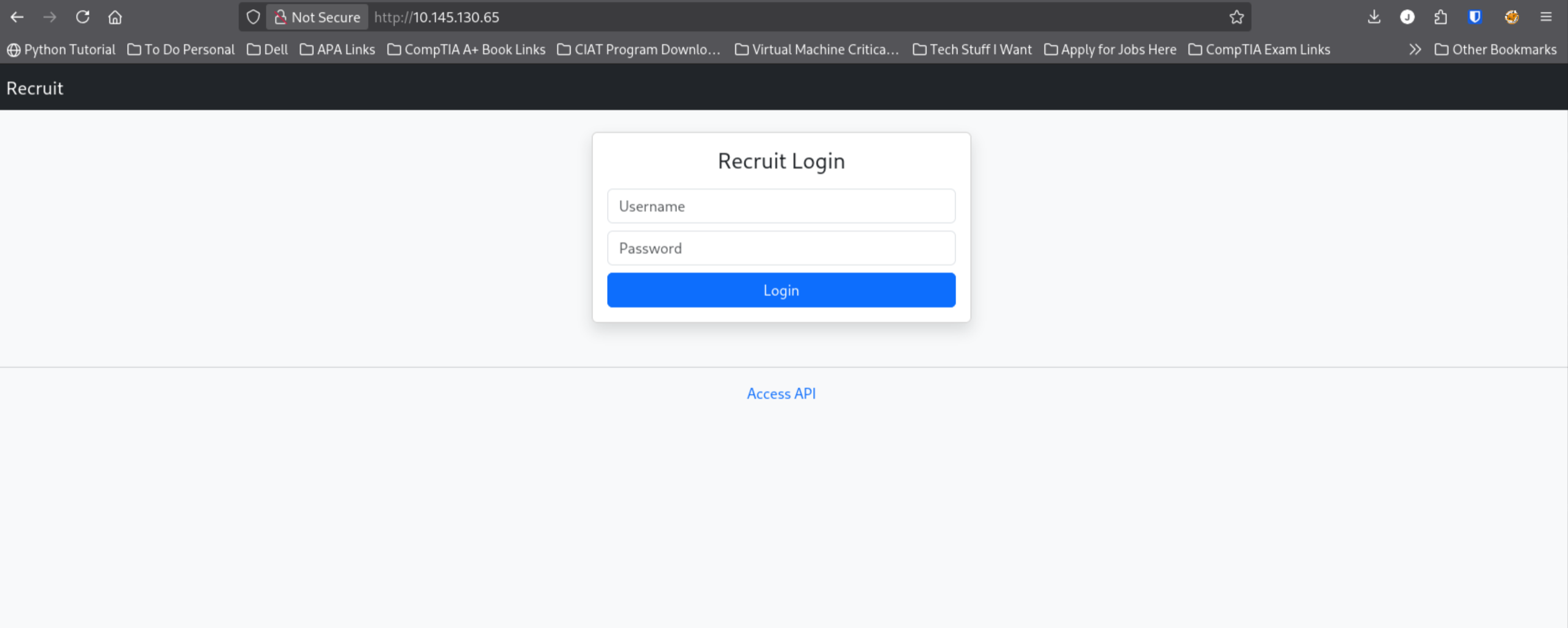 Login form on port 80